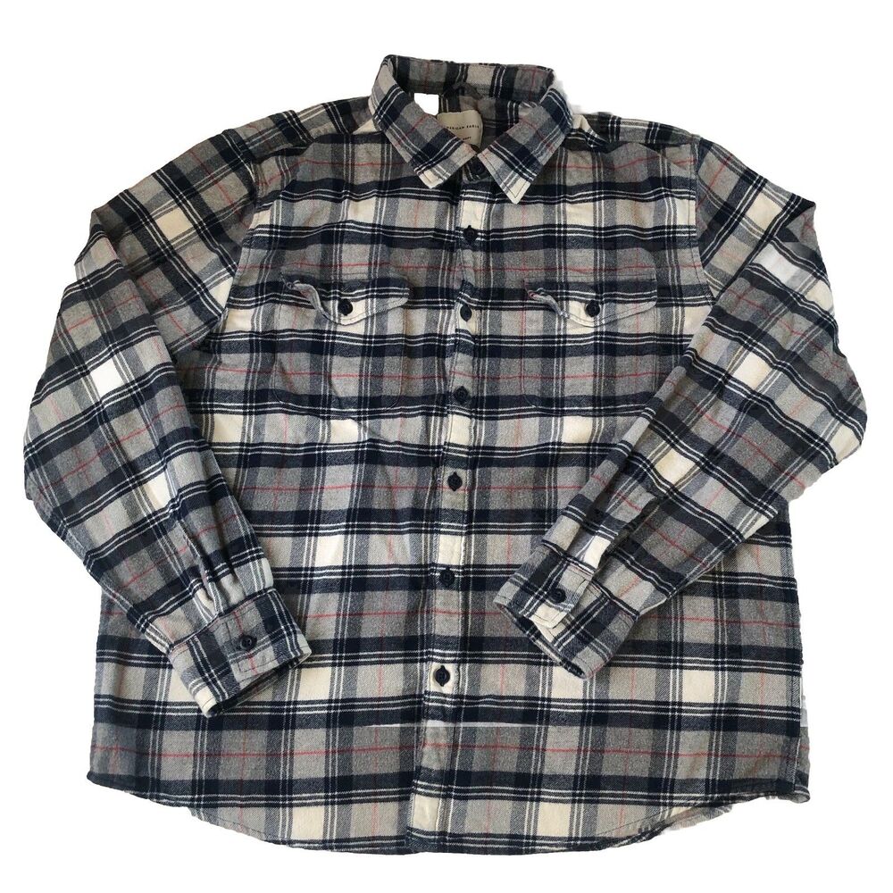 American Eagle Men’s Super Soft Long Sleeve Plaid Flannel Chest Pockets Size XL